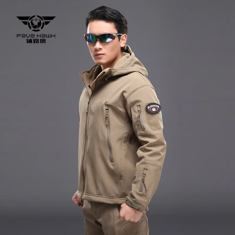 Мужская куртка из кожи акулы, мягкая оболочка V6, тактическая куртка, зимняя уличная Военная Водонепроницаемая Флисовая теплая куртка с капюшоном, новая камуфляжная армейская верхняя одежда