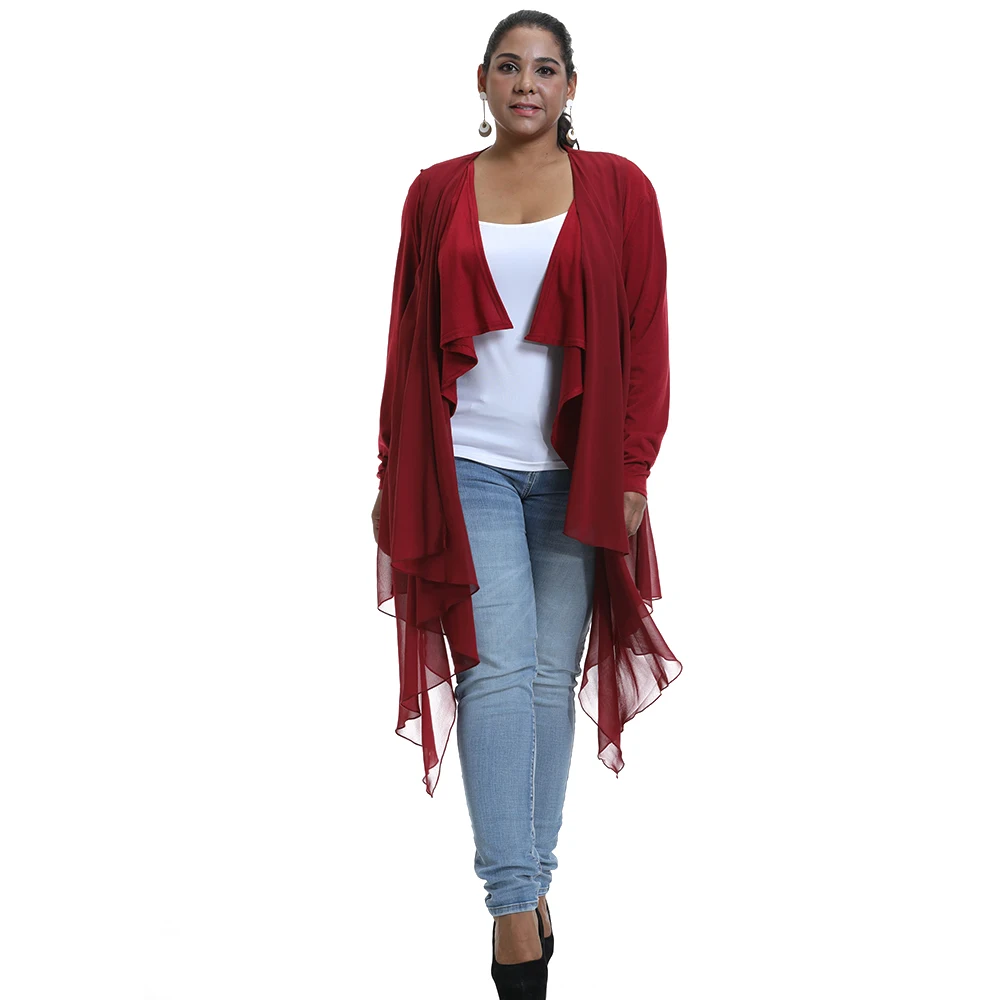 Wine Red 6XL размера плюс блузка женская рубашка с рюшами Осенняя Асимметричная передняя кромка Однотонные блузки на каждый день цветные женские топы Blusas ropa mujer 30 - Цвет: Wine Red