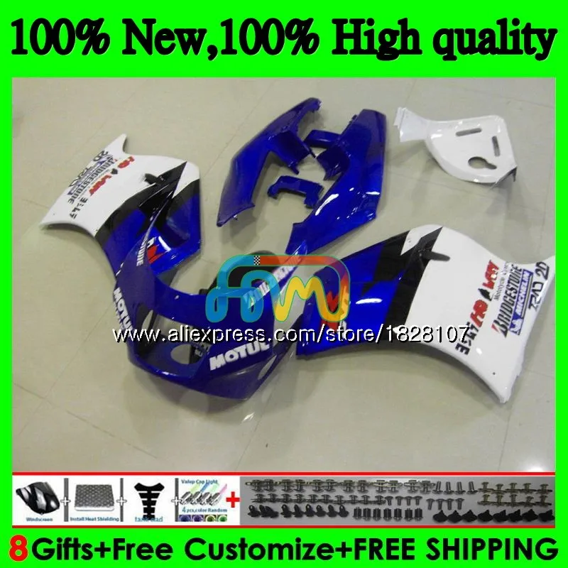 Корпус для SUZUKI SAPC VJ21 RGV250 88 89 90 91 65BS. 20 RGVT250 VJ 21 RGV-250 VJ22 RGV 250 белого и синего цвета 1988 1989 1990 1991 обтекатель - Цвет: No. 1