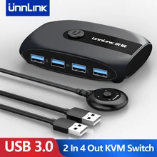 

UNNLINK USB KVM Switch USB 3.0 2.0 Switcher for Windows10 PC Keyboard Mouse Printer 2 PCs Sharing 4 Devices KVM Switch USB Hub