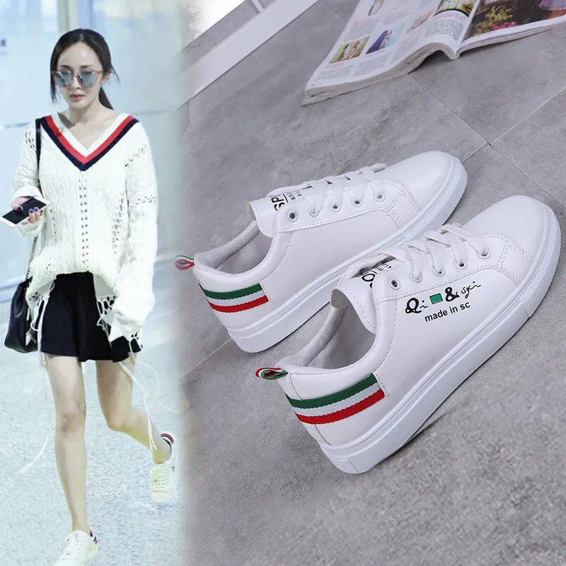

2019 Spring-Style New Style Solid Color Lettered White Shoes Korean-style round-Toe Shoes C- 17