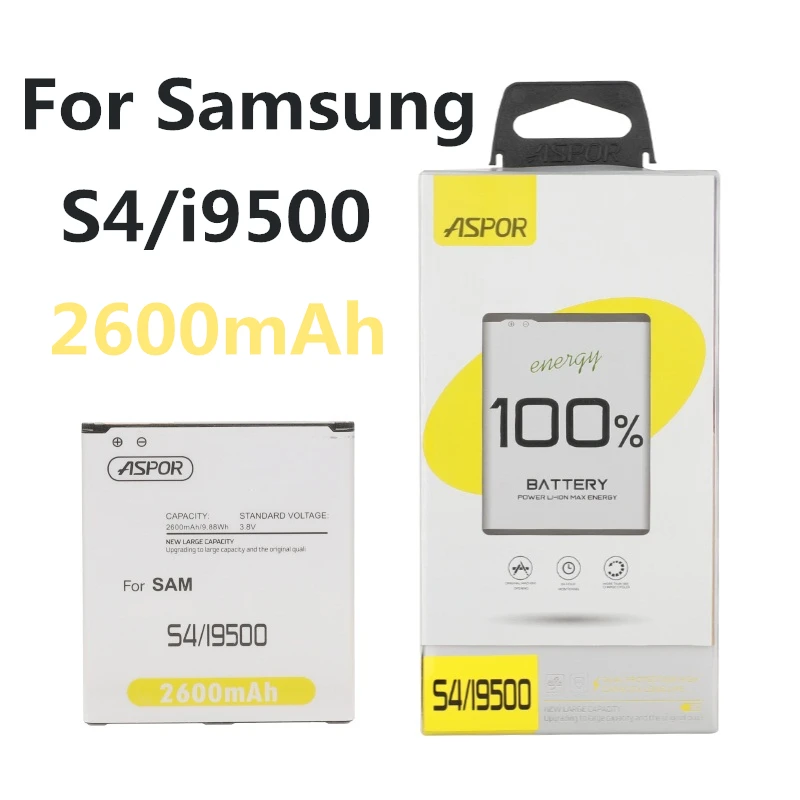 

ASPOR Original Battery B600BC B600BE For Samsung GALAXY S4 I9500 I9502 i9295 GT-I9505 I9506 I9508 I959 i337 i545 i959 2600mAh