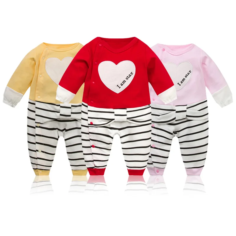 

New Style Long Sleeve Cartoon Heart Infants Onesie Crawling Clothes Newborns Clothes Spring And Autumn Female Baby One Piece