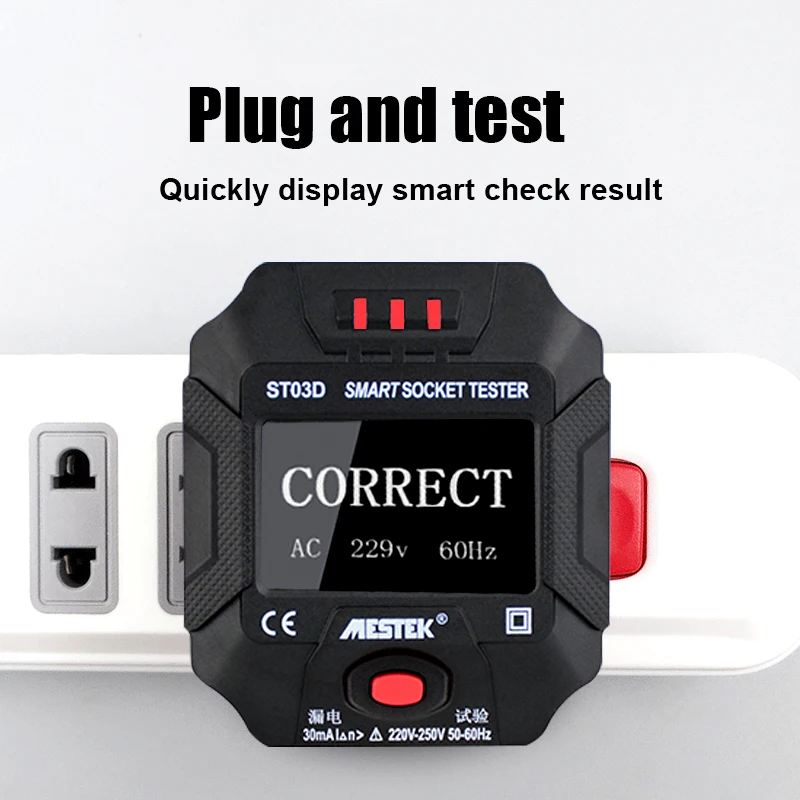Mestek St02 Socket Testers Voltage Test Socket Detector Eu/us/uk Plug