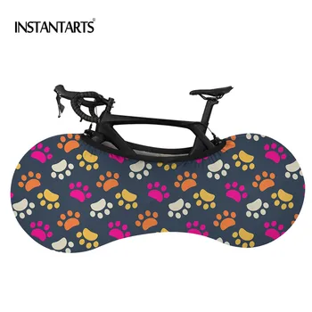 

INSTANTARTS Adorable Animals Footprint New Printing Bike Protective Cover Dustproof Bicycle Wheel Cover for Kids Storage Bag