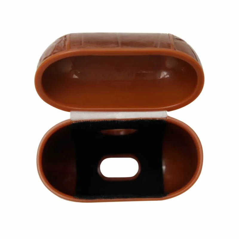 Genuine Leather Crocodile Pattern Headphone Boxes Hooks for Apple AirPods 1 2 Protective Bluetooth wireless Earphone Case
