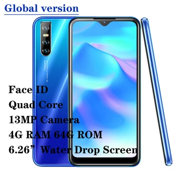 

V30 Pro Global smartphones 19:9 water drop screen android mobile phones 13MP Quad Core 4GB RAM 64GB ROM face unlocked celulars