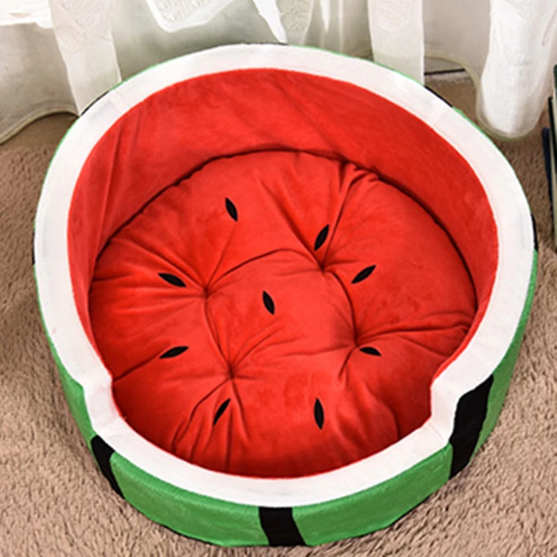 Fruit Cute Dog Kennel House Warm Cotton Watermelon Modeling Pet Bed Memory Foam Mat Sofa Cat Bed