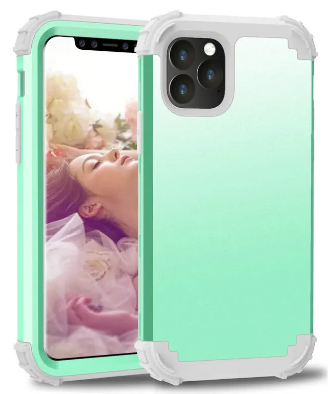 3 в 1 комбинированный, противоударный чехол для iPhone 11 на iPhone 11 Pro Max PC бампер чехол для iPhone 11 чехол iPhone11 Pro Fundas - Цвет: Green case
