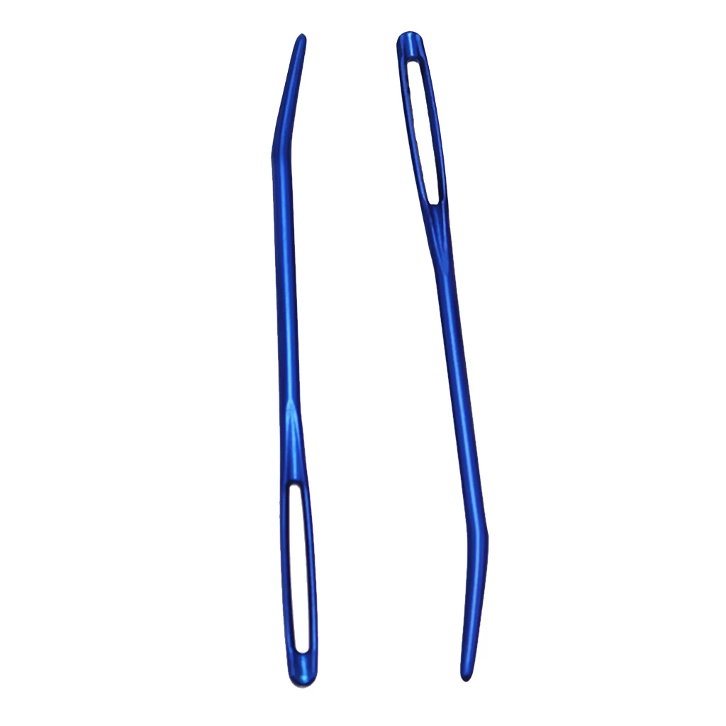 2 Pieces Aluminium Large-eye Bent Tip Tapestry Darning Needle DIY Knitting Craft Apparel Sewing Random Color