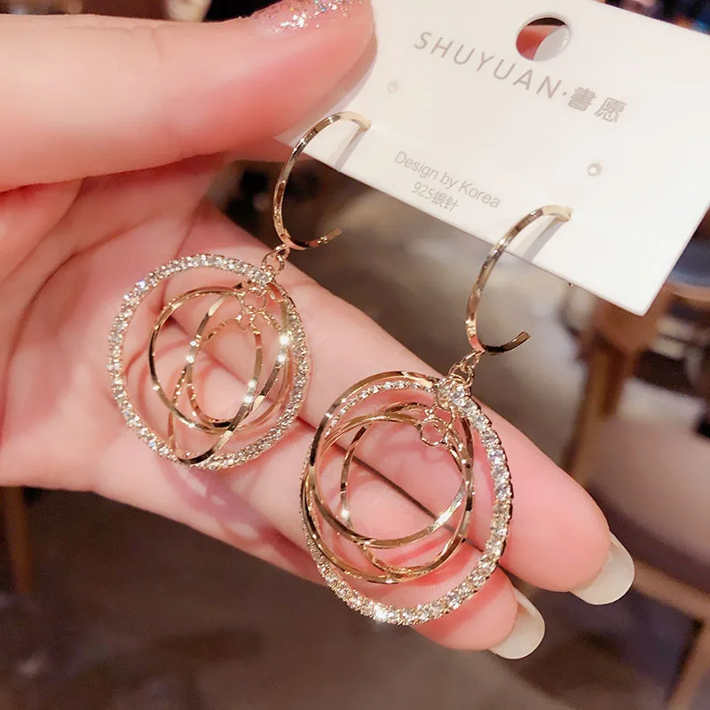 Women's Geometric Drop Earrings 2021 New Round Pendant Earrings