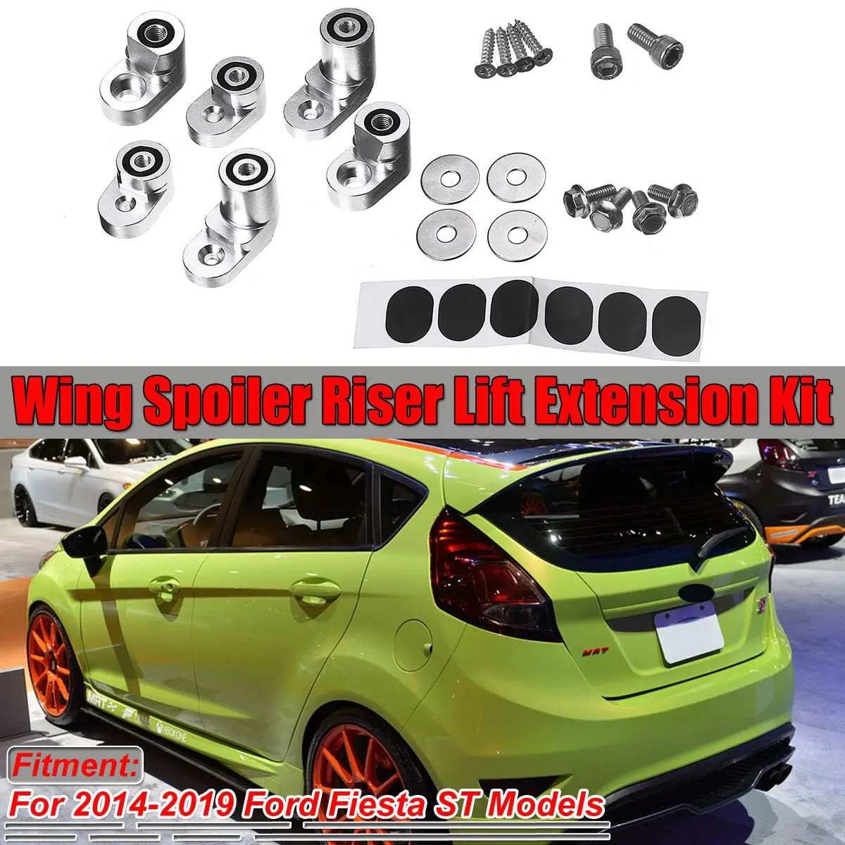 

High Quality Car Rear Trunk Spoiler Wing Riser Extension Tail Wing Lift Bracket Kit For Ford For Fiesta ST Hatchback 4Dr 2014-19