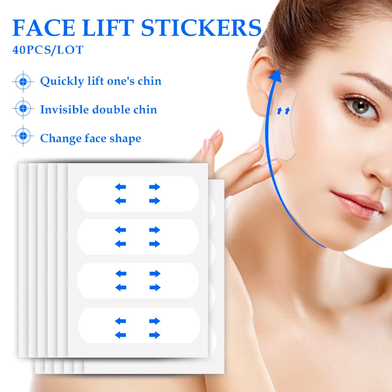 Yoxier Waterproof V Face Makeup Adhesive Tape Invisible Breathable Lift Face Sticker Lifting Tighten Chin 40pcs eelhoe waterproof face lifting patches v shaped face makeup adhesive tape quickly invisible double chin firming stickers 10box