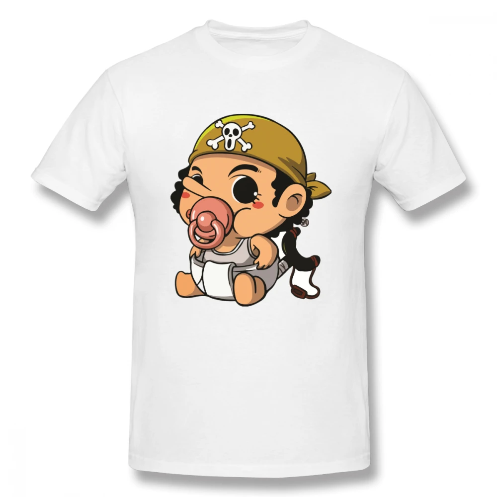 

One Piece Baby Usopp off white Men's Basic Short Sleeve T-Shirt 100 Percent Cotton Graphic Tshirt