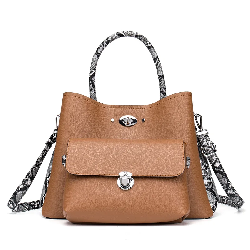 

Women 2 Set Handbags Pu Leather Fashion Designer Handbag Serpentine Patchwork Shoulder Bag Female Messenger Bag Sac A Main