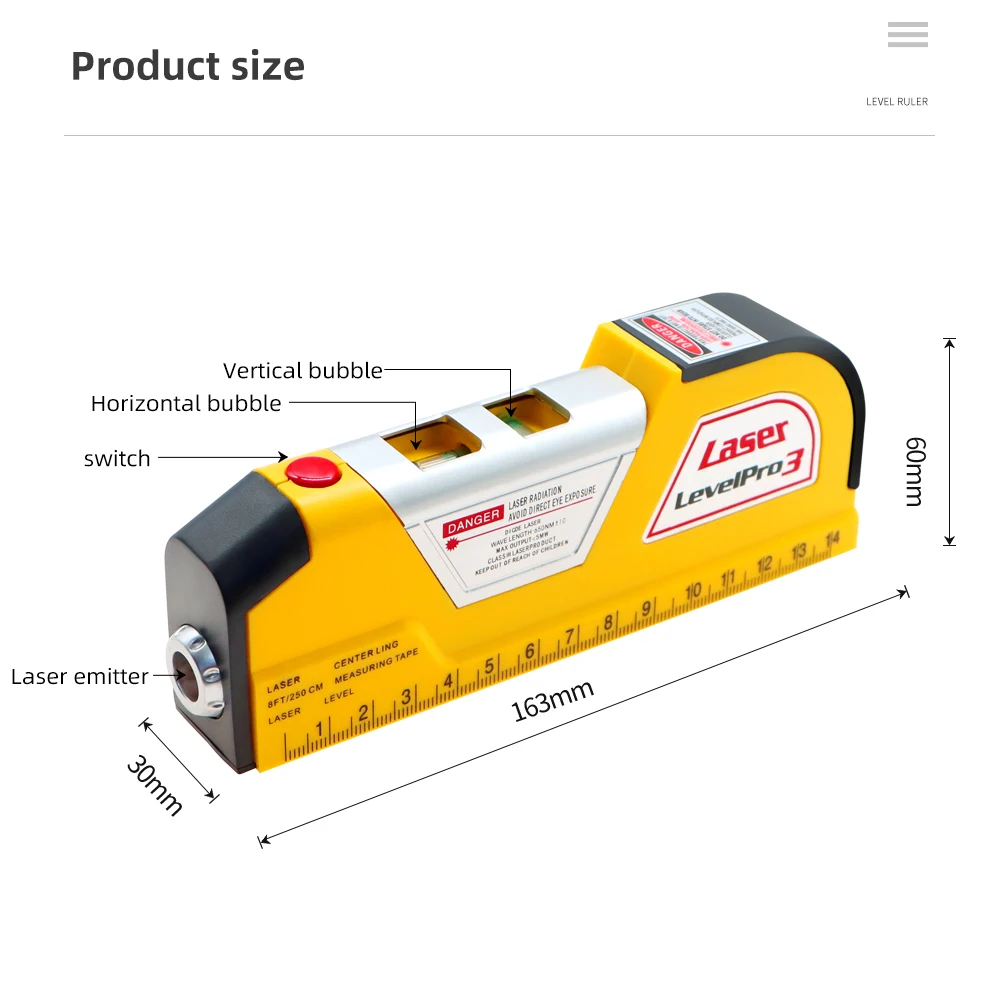 Multipurpose Infrared Laser Level Horizon Vertical Measure Tape Horizontal Ruler
