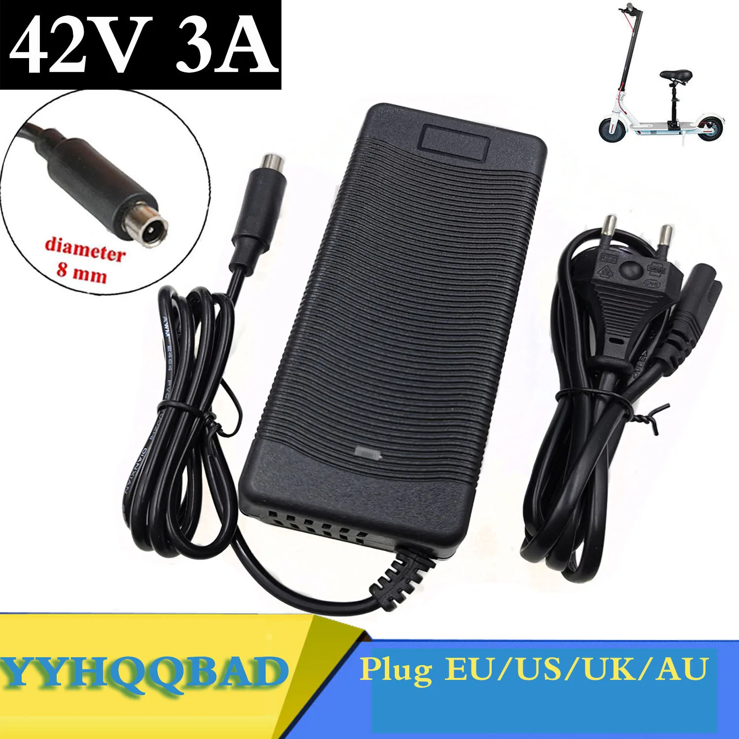 42V 3A Charger for 36V 10S 18650 Battery Pack with RCA 8MM Connector charger adapter battery charger battery charger adapter