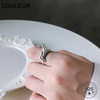 

LouLeur Real 925 Silver sterling Rings Minimalist Original Bird Wings Rings for Women Vintage 925 Silver Ring Fine Jewelry Gifts