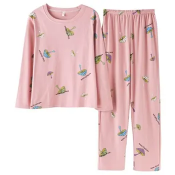 

Wholesale Pajamas Sets Spring Autumn Thin Carton Generation Women Long Sleepwear Suit Home Women Gift Female Sleepwear