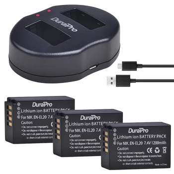 

3pc 1200mAh EN-EL20 EN EL20 Camera Battery + USB Dual Charger Set For Nikon 1 J1 J2 J3 S1 Coolpix A1 AW1 P1000