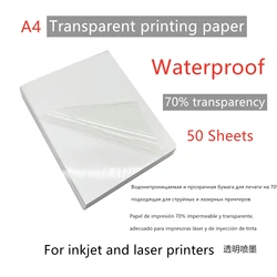 Premium Waterproof Glossy Sticker Paper - Self-Adhesive A4 Sheets (Clear Inkjet 50pcs P)