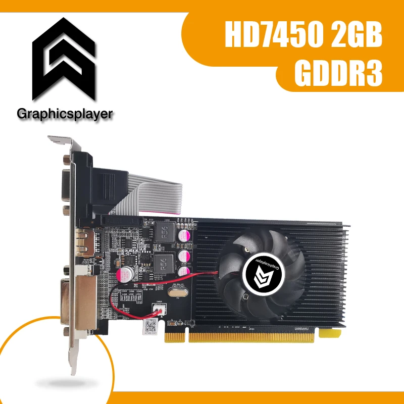 100% new original  graphics card  pci express HD7450 2GB DDR3 64bit  LP placa de video card PC  for ATI radeon  free shipping