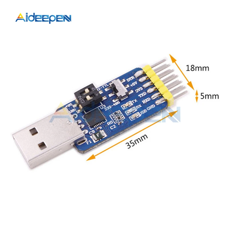 6 в 1 многофункциональный интерфейс преобразования модуль CP2102 USB в ttl RS232 RS485 плата преобразования последовательный порт Модуль 3,3 В/5 В