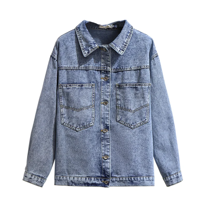 

High quality women's denim jacket spring autumn fashion patch printing cover meat slimming denim jackets overcoat