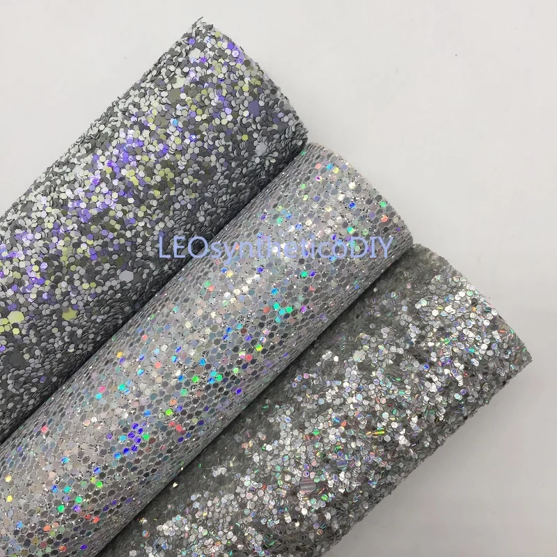 Mini Roll 30x134CM Iridescent Glitter Fabirc Chunky Leather For Making Bows LEOsyntheticoDIY SK262 | Дом и сад