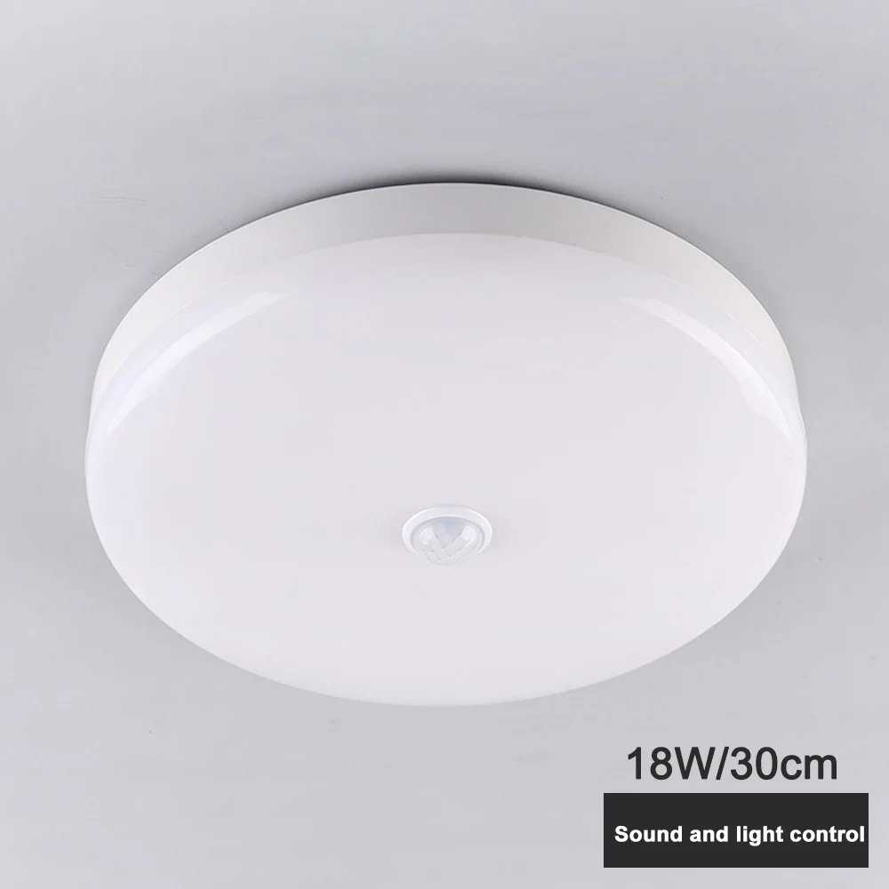 Светодиодный потолочный светильник с датчиком и круглыми панелями, потолочный светильник для дома, туалета, коридор в помещении/на открытом воздухе, 1 шт - Цвет корпуса: voice sensor 18w