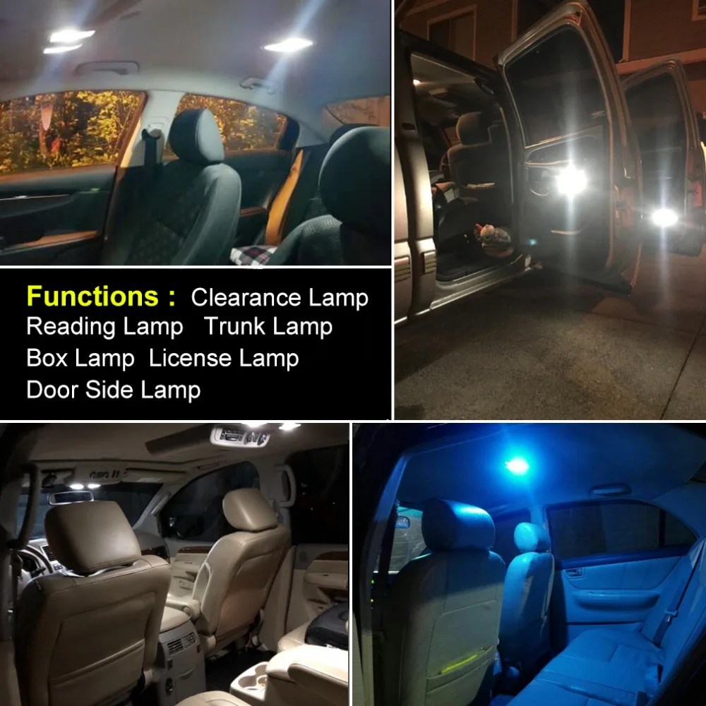 6 шт. T10 W5W светодиодный Canbus лампы для BMW Audi Mercedes салона чтения парковочные огни Белый Синий багажник лампа без ошибки 12 В