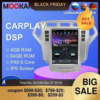 

PX6 64GB Tesla style Android 9. Car Multimedia Player For Ford Mondeo Fusion MK4 2007-2010 GPS Navigation radio video big screen