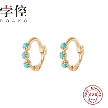 

BOAKO Mini Opal Trilogy Earrings Hoops 925 Sterling Silver Earrings For Women Silver Jewelry Zircon Earring Pendientes Brincos