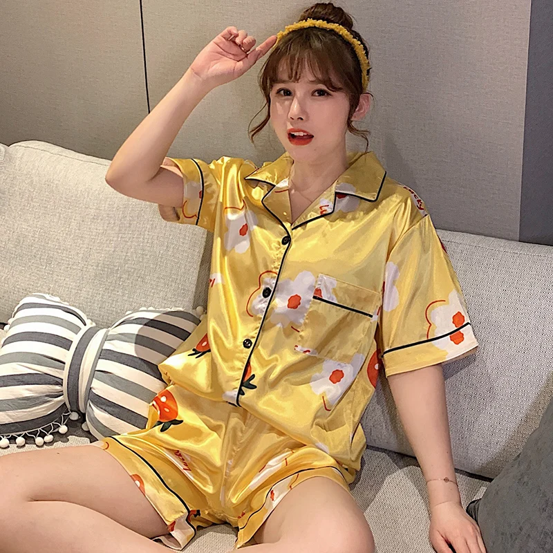 

Female Sleepshirt sexy sleepwear Plus Size Sexy Pajamas Ice silk shorts sexy set women pajamas for women sleepwear woman