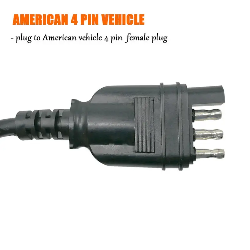 Convertore di luce per rimorchio da Europa a USA EUR 7 vie rotonde a USA Presa per connettore adattatore per cavo con spina piatta per rimorchio per camper a 4 vie  34