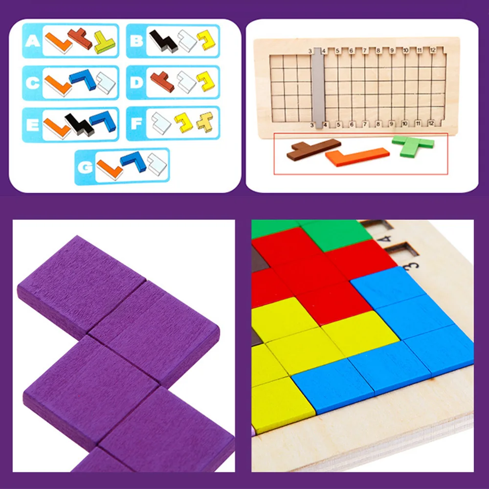 Красочные деревянные Tangram головоломки игрушки тетрис игра дошкольного волшебства интеллектуальная развивающая детская игрушка