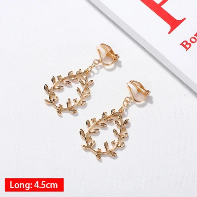 Hot Sale Korean Style Clip on Earrings Geometric Long Ear Clips for Fashion Girl Student Party Prom No Pierced Earring Gift - Окраска металла: 032