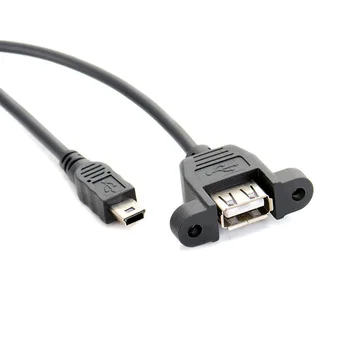 

Screw Panel Mount Mini usb Male to USB A Female Converter Data Sync Cable Cord 50cm