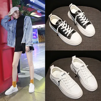 

White Shoes Women's 2020 Spring New Style Breathable Students Running Shoes Extra High Platform Shoes Casual Shoes 0321