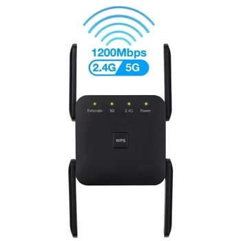 

5G Wifi Repeater 5G/2.4G Wifi Extender 1200Mbps Router Wifi Amplifier Wireless Wi-Fi Long Range Booster (EU Plug)
