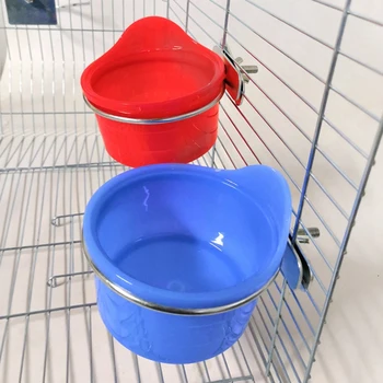

Parrot Bird Feeder Bowl Drinking Fountain Water Bowls Device Dual Feeding Cup Pigeons Trough Parrot Cup With Hooks