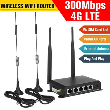 

4G LTE WiFi Wireless Router 300Mbps High Speed Industry with SIM Card Slot and 2pcs External Antennas Suport 50Wifi users