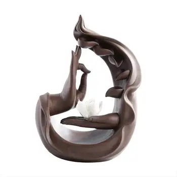 

Buddha Hand Lotus Backflow Incense Burner Handicraft Incense Cone Sticks Holder Ceramic Aromatherapy Furnace Home Decor wierook