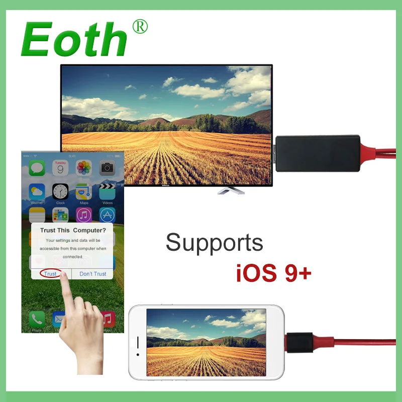 Зеркальный экран для подсветки 8 контактный HD ТВ адаптер 1080P hdmi аудио видео