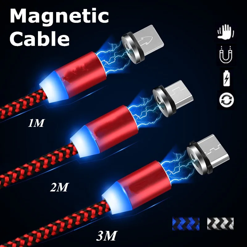 Super Magnet Strong USB Cable 1M/2M/3M Charging For Samsung Galaxy S8 Plus S7 Edge+ Huawei Honor V8 V9 V10 Android iOS | Мобильные