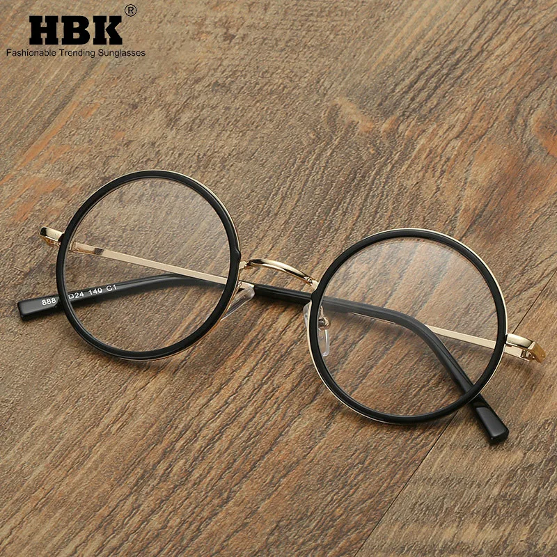 

HBK Vintage Round Frame Glasses Round Fashion Clear Lens Nerd Geek Eyewear Retro Eyeglasses Circle Alloy Transparent Spectacles