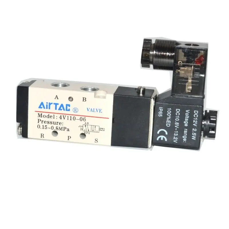 1pc DC12V 4V110-06 Solenoid Valve 5 Ports 2 Positions Durable For Air Cylinder