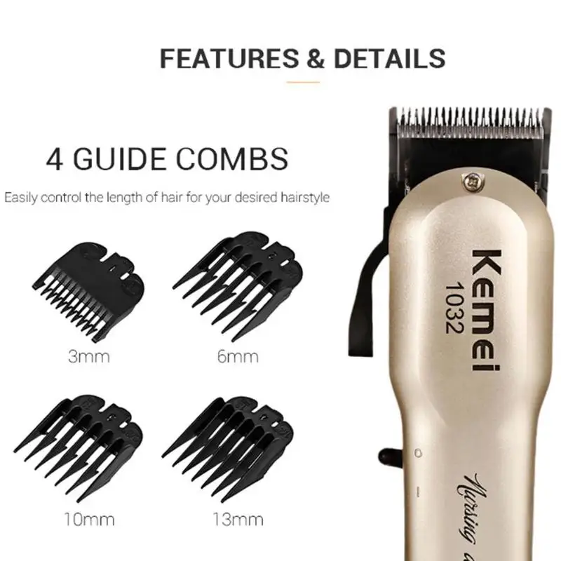 Kemei профессиональная машинка для стрижки волос электрическая машинка для стрижки волос мужской триммер для волос Мужская Беспроводная стрижка регулируемое керамическое лезвие 5