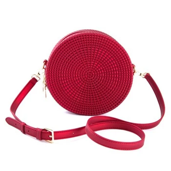 

Woven Rattan Women's Jelly Round Strap Shopping Restaurant Wallet Bohemia Round Tote