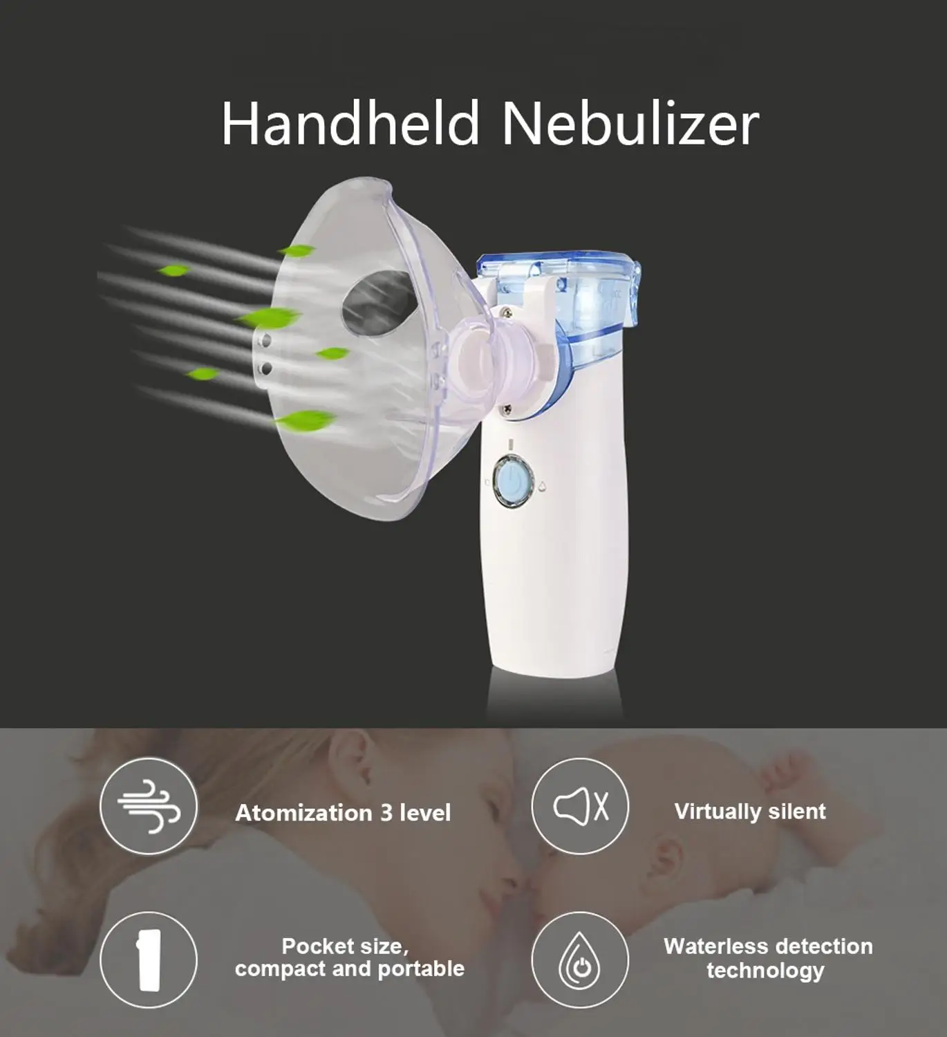 

Mini Handheld Nebulizer Inhaler Silent Ultrasonic Portable Medical Steaming Inhaler Baby Kids Adult Health Care